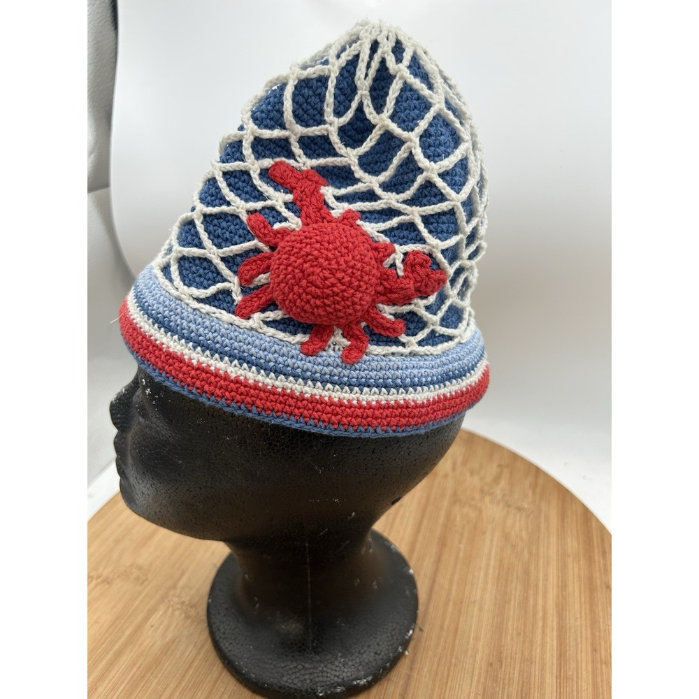 Crochet Child's Winter Beanie Cap‎ With Crab 1-2 Year Old
